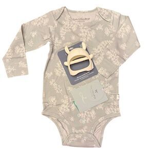 NWT Loulou Lollipop Bodysuit in Fern and Silicone Teething Mitt Size 18-24 Month
